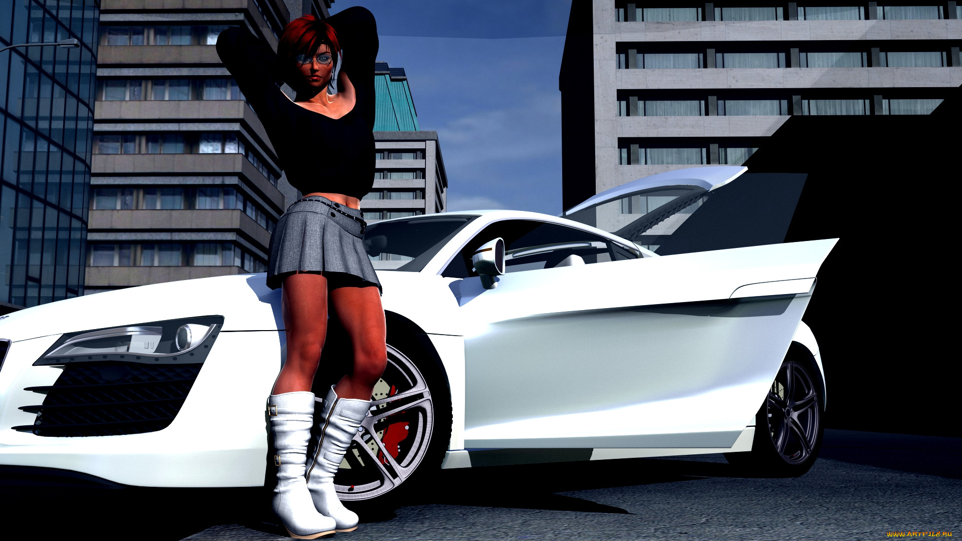 , 3d car&girl, , , 